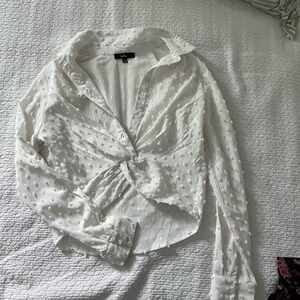 Lulu's white texture long sleeve crop top